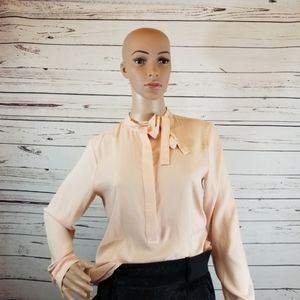 Ann Taylor Mock Neck Peach Blouse Size S